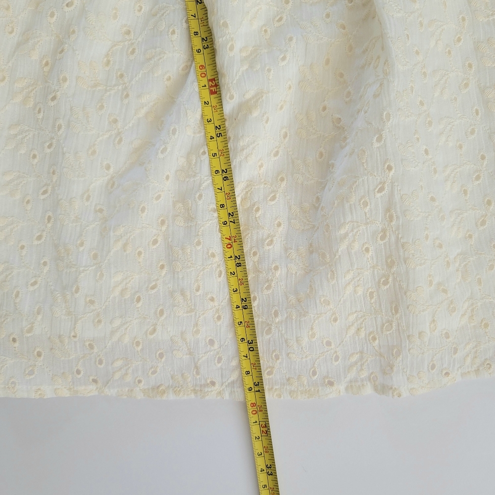 o.p.t Nanette Eyelet Smocked RuffleCotton Mini Dress in Cream, Size XS, Romantic - Picture 10 of 11